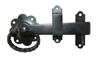 Taurus Ring Gate Latch - Twisted Type Ring 150mm (6") Epoxy Black - Pre-Packed