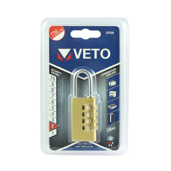 TIMco Veto Brass Combi Padlock (28mm)