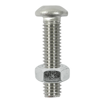 Timco Stainless Steel Button Socket Screws with Hex Nuts (Silver) - M6 x 12mm (8 Pack Bag) (612BUTSSP)