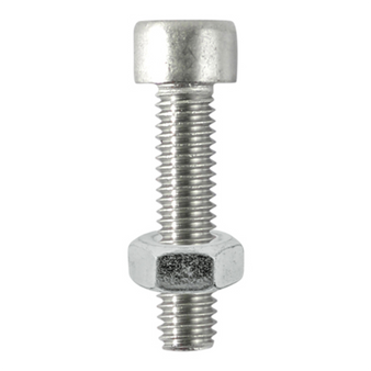 Timco Stainless Steel Cap Socket Screws with Hex Nuts (Silver) - M5 x 16mm (8 Pack Bag) (516CAPSSP)