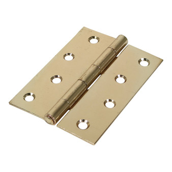 TIMco Veto Pair of Butt Hinges - Fixed Pin - Steel - Electro Brass (100 x 70mm) (434167)