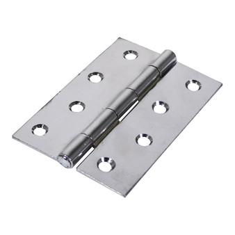 TIMco Veto Pair of Butt Hinges - Fixed Pin - Steel - Polished Chrome (100 x 70mm) (434123)