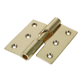 TIMco Veto Pair of Rising Butt Hinges - Left Hand - Steel - Electro Brass (75 x 72mm) (434483)