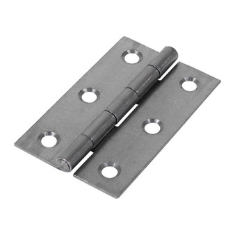 TIMco Veto Pair of Butt Hinges - Narrow - Uncranked - Steel - Self Colour (75 x 48mm) (434645)