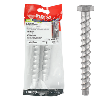 Timco Exterior Multi-Fix Hex Head Bolts - 16.0 x 100 (2 pack)