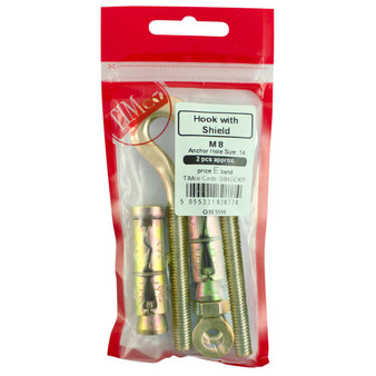 TIMco Shield Anchor - With Forged Hooks - Yellow M8mm - 2 Pack (08HOOKP)