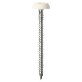 TIMco Polymer Headed Nails - Stainless Steel - White (40mm) 100 Box (PN40W)