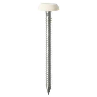 TIMco Polymer Headed Nails - Stainless Steel - White (50mm) 100 Box (PN50W)