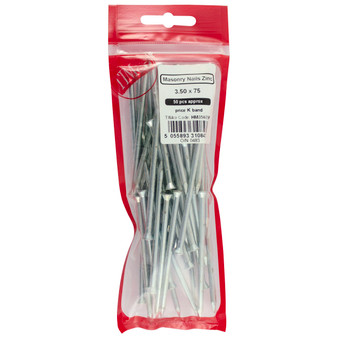 TIMco Masonry Nails - Flat Head - Zinc (2.5 x 30mm) 50 Pack (HM25030P)