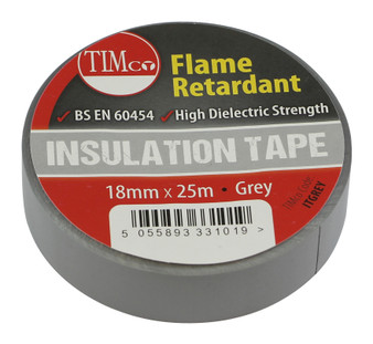 TIMco PVC Insulation Tape Grey 25m x 18mm 10 Pack (ITGREY)