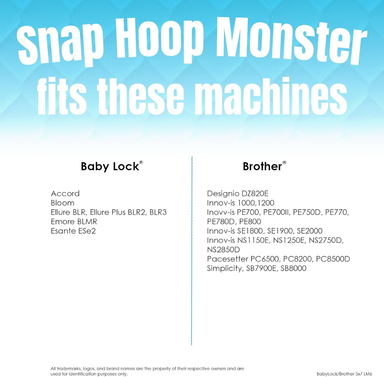 DIME - Snap Hoop Monster 5 x 7 w/clamp down for Brother and