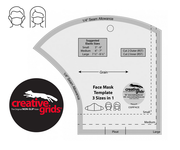 Creative Grids Non-Slip Face Mask Template 3 Sizes in 1 | CGRFACE