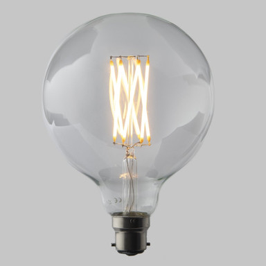 G125 6W Large Globe Dimmable LED Filament Bulb 2200K Extra Warm White - Bayonet Cap (B22) EasyDim - g125-6d_b22_on__93793__14978__69000__34540.jpg