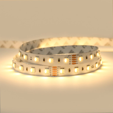 24V Professional Toning Series LED Strip Light, RGB+2700K, CRI >90, 60 LEDs p/m, 19.2w p/m, 5 Metre Reel - TP24-RGB27K-60-5M-WHITE-ON-27K__04725__50127__50874.jpg