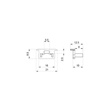 Set of 4 End Caps For Standard With Trim Aluminium Profile, Silver - 2193-ENDCAP__61435.jpg
