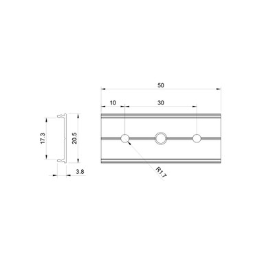 Straight Connector Bracket for 23 x 25mm Connectable Aluminium Channel - 2325-STRT__53871.jpg