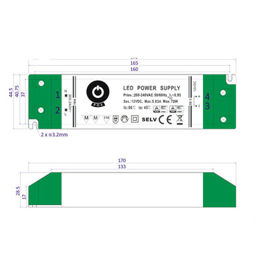 Professional 12V 75W Constant Voltage LED Driver - ftpc-75V121-dims__61846__14693__72686.jpg
