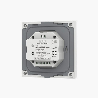 Mains Powered 4 Zone Precision Touch 2.4GHz Wireless DMX RGB Wall Plate, White - PSCONN-MPRGBWALL-V2_Back__58058.jpg