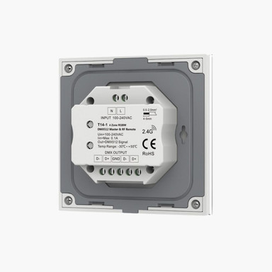 Mains Powered 4 Zone Precision Touch 2.4GHz Wireless DMX RGBW Wall Plate, White - PSCONN-MPRGBWWALL_Back__05416.jpg