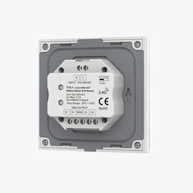Mains Powered 4 Zone Precision Touch 2.4GHz Wireless DMX RGBCCT Wall Plate, White - PSCONN-MPRGBCCTWALL_Back__13488.jpg