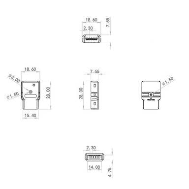 Solderless IP Tape To Wire Snap Connectors for 14mm 5 Core RGBW LED Tapes - CB-IP14MM-5WIRE__15424__29561__98492.jpg