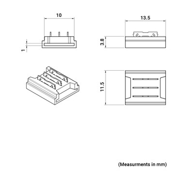 Solderless Tape to Tape Connectors for 10mm IP20 CCT LED Strip Lights, Pack of 10 - CONSOL-CCT-10MM-TT__Dims__74130__85870__73683.jpg