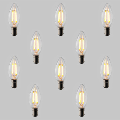 Pack of 10 Candle C35 LED Filament Bulbs - B15 - 400lm - 2700K Very Warm White - Dimmable - TL-C35-4D_B15_ON__69000__46288__51192.jpg