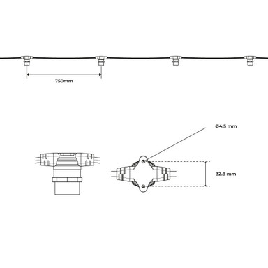 Core Series Connectable Festoon String 7.5m, 10 Fixtures, 750mm Spacing, Black, IP44 - 750_Core-01__49136__42478__29247.jpg