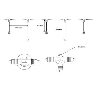 5 Metre Alternate Drop Connectable Pendant Festoon String with 10 GLS Clear Filament Warm White Lamps and Power Cable11