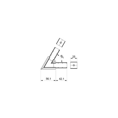 60 Degree Angled Connector for 23 x 20mm Connectable Aluminium Channel, Silver - 2320-60DEG__95515.jpg