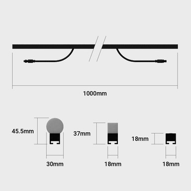 CHRONOS by Tagra Connectable RGB LED Pixel Bar, 24V, 13W, 1000mm - Dims_1000_Chronos_Bars_Website_Images__98646__48326__88030.jpg