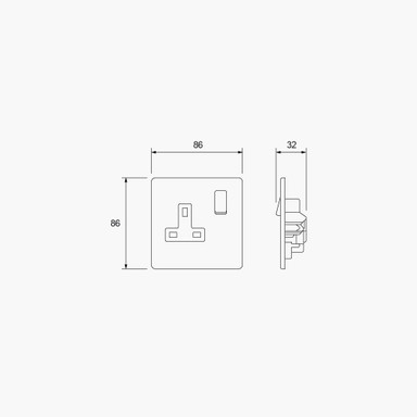 Varilight | 1-Gang | 13A | Switched Socket - 1G-SCKT.jpg