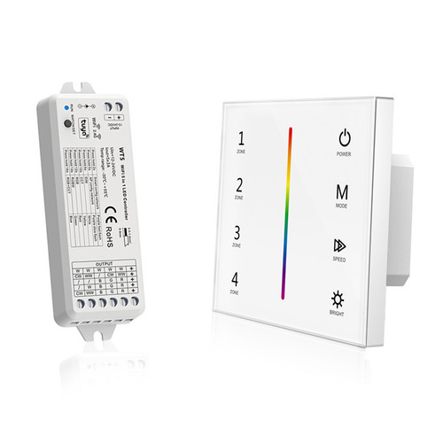 Mains Powered RGB Wall Plate + 5-in-1 Receiver Bundle - 4 Zone