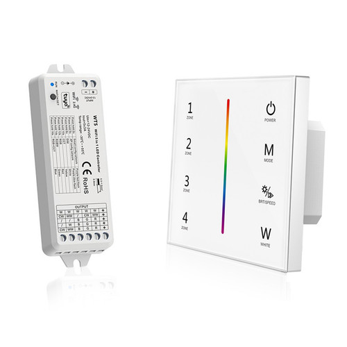 Mains Powered RGBW Wall Plate + 5-in-1 Receiver Bundle - 4 Zone