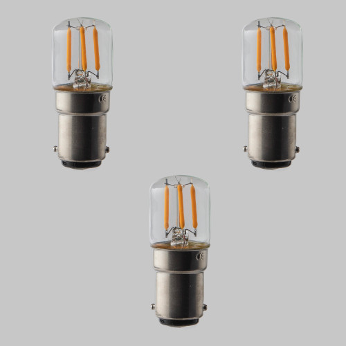 Pack of 3 Pygmy T28 LED Crown Filament Lamps - B22 - 150lm - 2200K - Dimmable