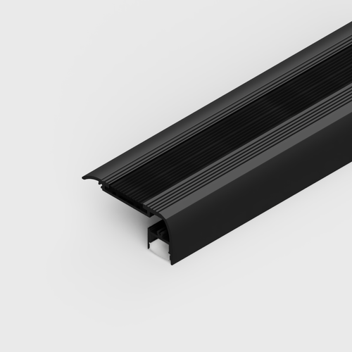 Black Downward Illumination Stair & Step Aluminium LED Profile, 2 Metre Length