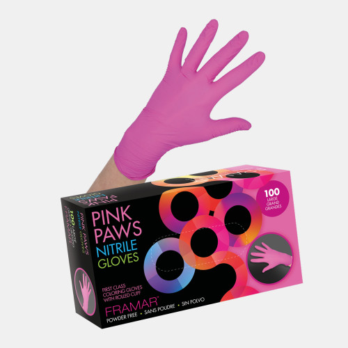 FRAMAR PINK PAWS 100 Nitrile Gloves L