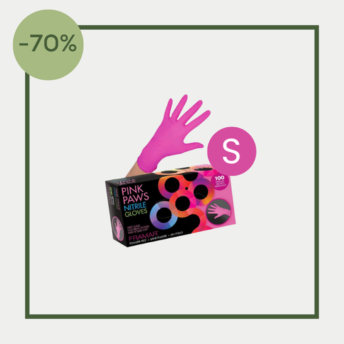 FRAMAR PINK PAWS 100 NITRILE GLOVES S