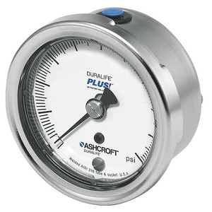 Pressure Gauge, 0 to 60 psi, 1/4 in MNPT, Stainless Steel, Silver - 251009SW02BXLL60