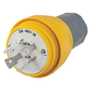 20A Watertight Locking Plug 3P 4W 480VAC L16-20P YL - HBL26W76