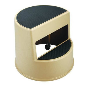 2 Steps, Plastic Step Stool, 350 lb. Load Capacity, Beige - 5M655