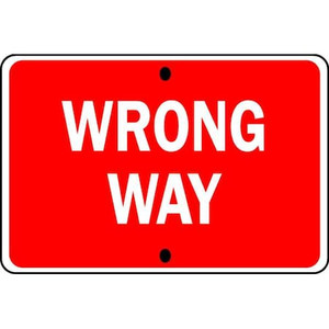 Wrong Way Traffic Sign, 18 in H, 30 in W, Aluminum, Horizontal Rectangle, English, R5-1A-30DA - R5-1A-30DA