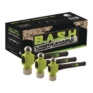 3-piece Ball Peen Hammer Set, 24-40 oz., 14" Rubber Handle - 11110