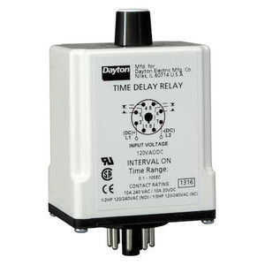 Time Dlay Rlay, 120VAC/DC, 10A, DPDT, 3 sec. - 1EGC9
