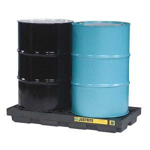 Drum Spill Containment Pallet, 24 gal Spill Capacity, 2 Drum, 2500 lb, Recycled Polyethylene - 28655