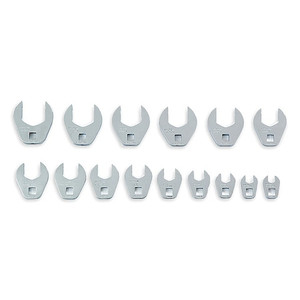 3/8" Drive, SAE Crowfoot Socket Wrench Set Open End, Full Polish - J49003CF