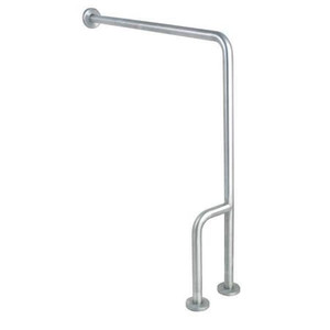 30" L, Wall Mounted, Left, Stainless Steel, Grab Bar Floor-to-Wall, Satin With Textured Finish - 4WMH2