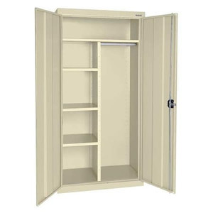 Combo Wardrobe Storage Cabinet, 72 in H, 36 in W, 24 in D, Recessed Pull, Keyed, Putty, 4 Shelves - EACR362472-07