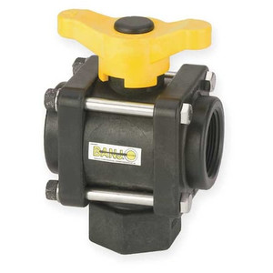 1-1/2" FNPT Polypropylene Ball Valve 3-Way, Body Style: Inline - V150BL