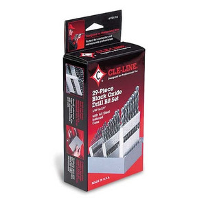 29PC 118° General Purpose Jobber Lngth Drill Set Cle-Line 1899 Steam Oxide HSS RHS/RHC 1/16-1/2x1/64 - C21118